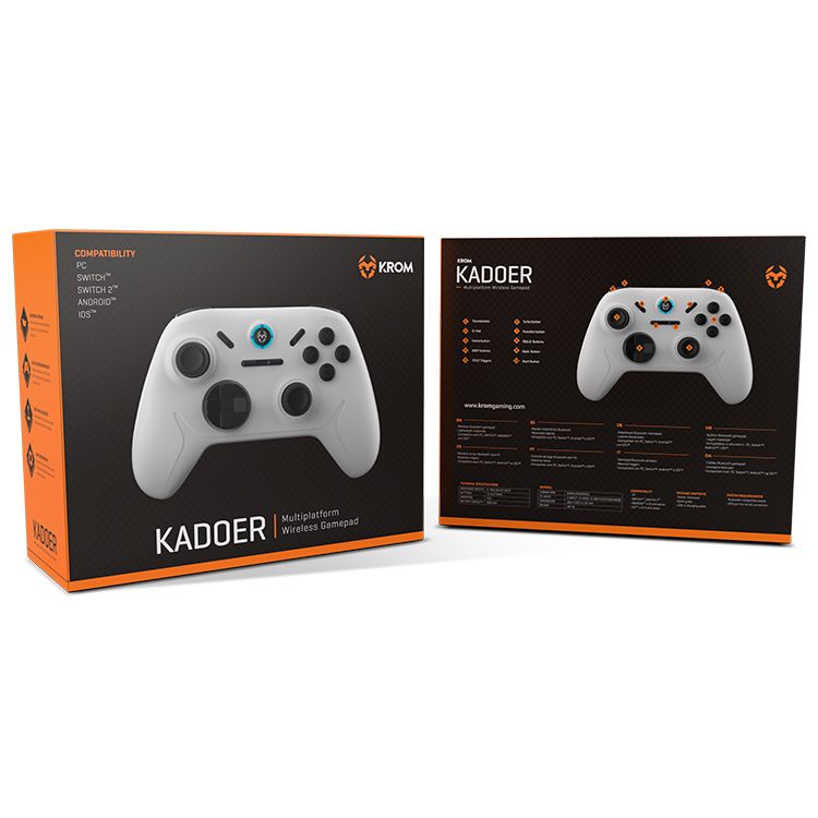 NXKROMKADOERWH - GamePad KROM Kadoer Wireless Bluetooth5.0, compatible con PC/Switch/Switch2/IOS/Android, Blanco (NXKROMKADOERWH)