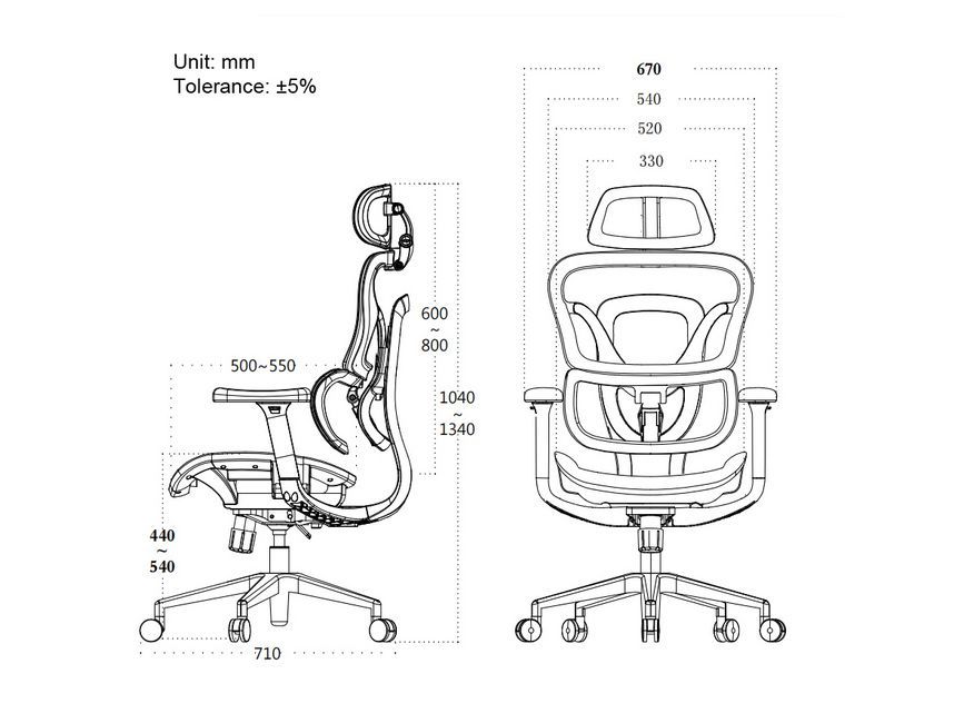 EQ651051 - Silla de Oficina EQUIP Respaldo de Malla Reposabrazos Acolchado/Reposacabezas/Almohada Lumbar Mx. 150Kg Negra (EQ651051)