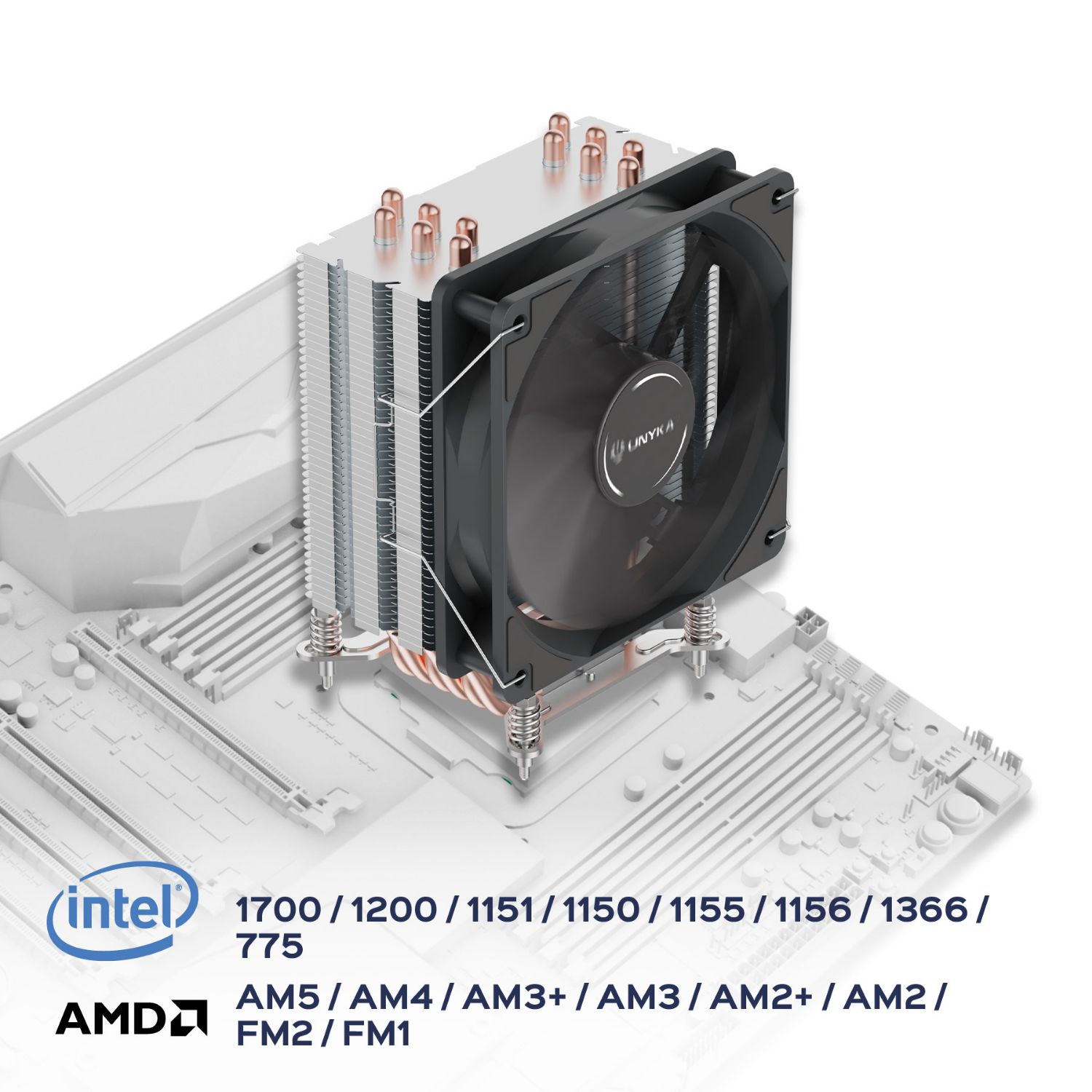UK322001 - Ventilador CPU UNYKA UNYCOOL H20 Multisocket 90mm Negro (UK322001)