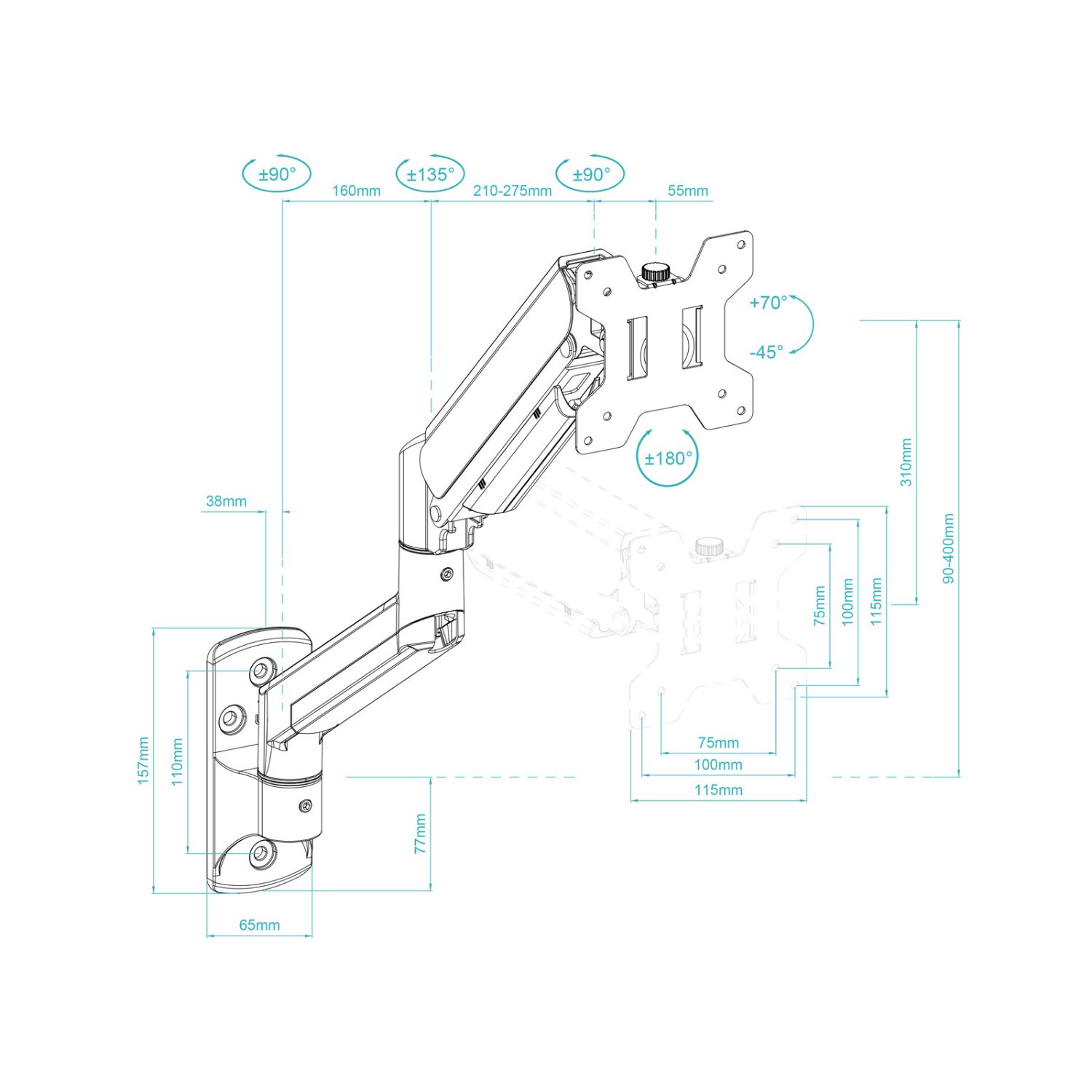 LP1334TNR-B - Soporte de Pared TooQ 13