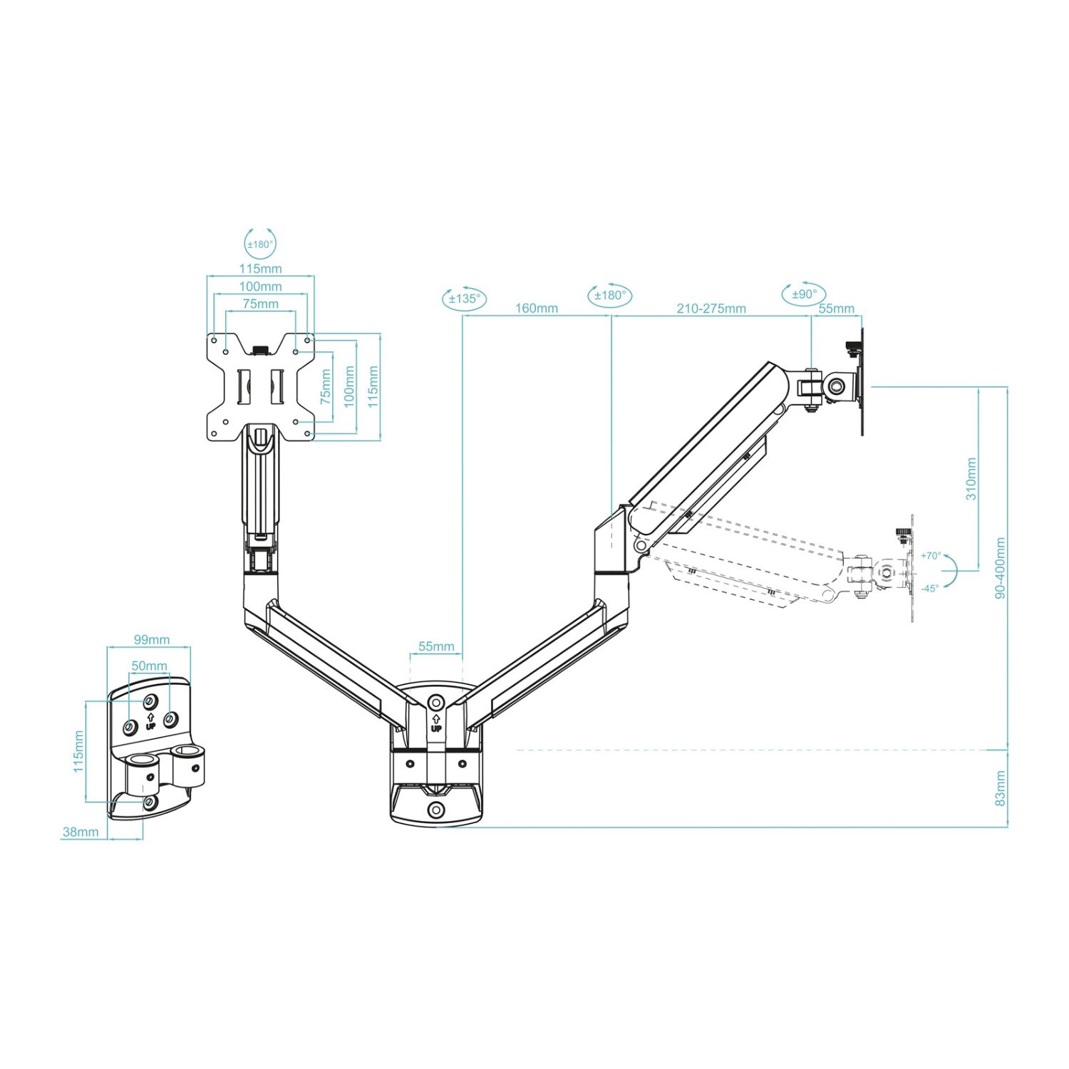 LP1434TNR-B - Soporte de Pared TooQ 13