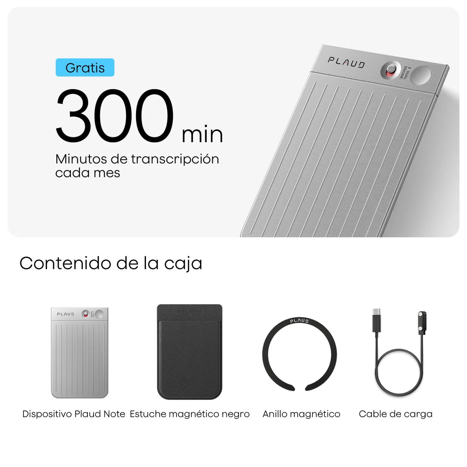 AI_PLAUD_NOTE_SILVER - Grabadora de Voz Plaud Note USB Micrfono Incorporado (AI_PLAUD_NOTE_SILVER)