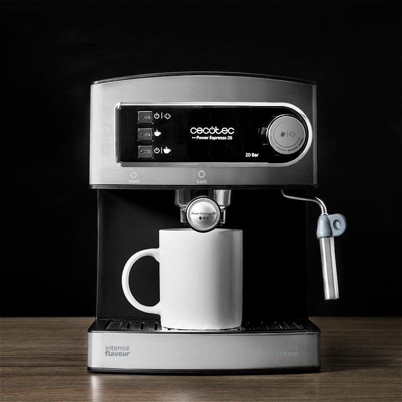 A01_EU01_101336 - Cafetera CECOTEC Power Espresso 20, 1.6l, 20Bares, vaporizador, acero inoxidable.(A01_EU01_101336)