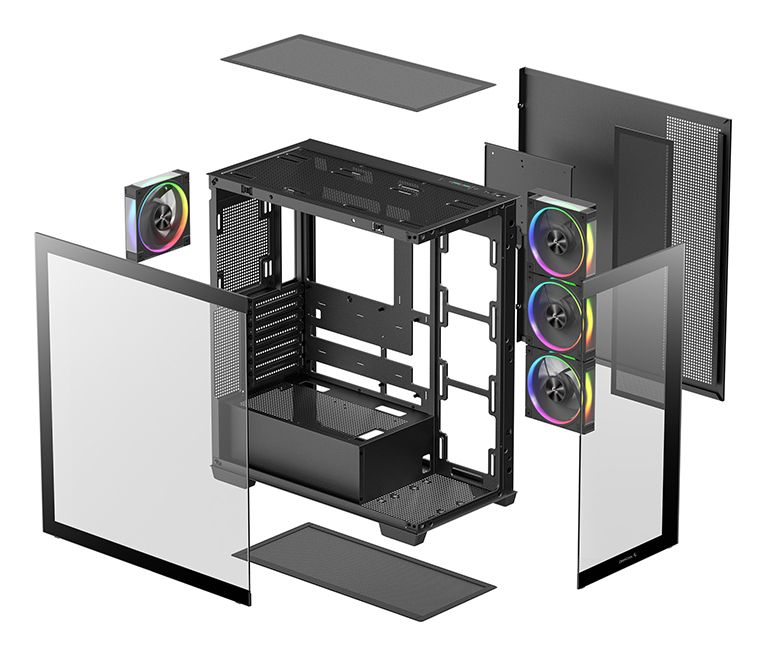 R-CG580-BKADA4-G-2 - Caja Gaming DeepCool CG580V2 4F Panel Lateral de Cristal Templado 2xUSB-A 3.0 1xUSB-C 3.1 ATX ITX mATX Negra (R-CG580-BKADA4-G-2)