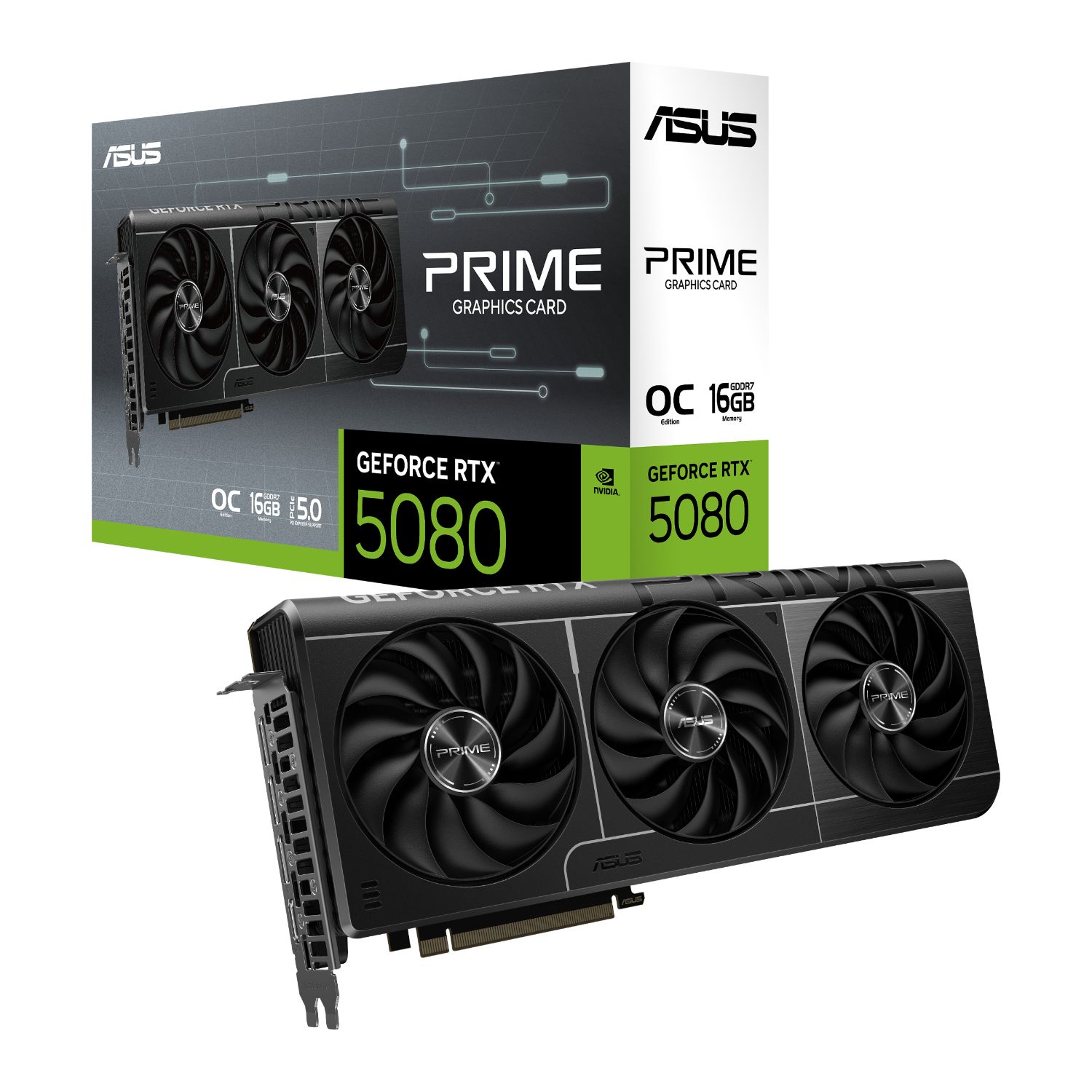 90YV0LX0-M0NA00 - Tarjeta Grfica Nvidia GeForce ASUS PRIME-RTX5080-O16G 16Gb GDDR7 3xDP 1xHDMI 2.1b PCIe 5.0 HDCP 2.3 Nvidia G-Sync OpenGl 4.6 (90YV0LX0-M0NA00)