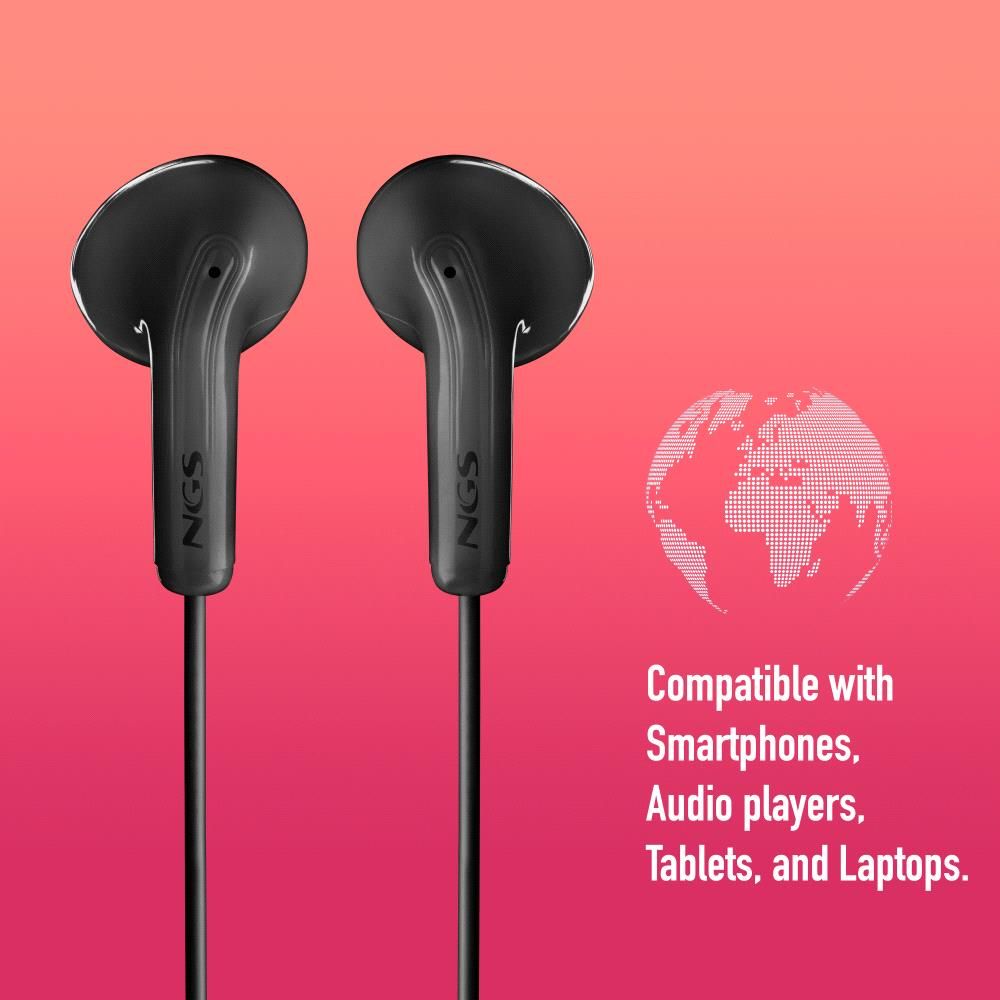 CROSSFLIPBLACK - Auriculares NGS Intraurales Jack3.5mm Negro (CROSSFLIPBLACK)