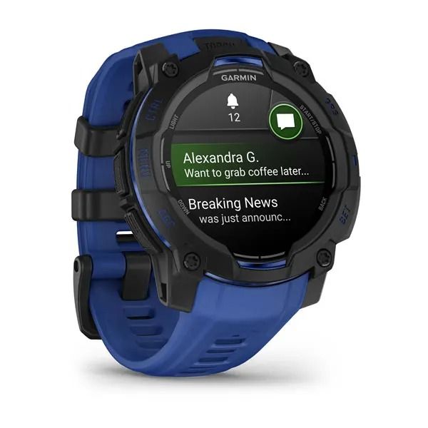 010-02936-03 - Smartwatch Garmin Instinct 3 Digital AMOLED Tctil Color 1.2? 45mm Multideporte Bluetooth GPS Negro Correa Azul (010-02936-03)