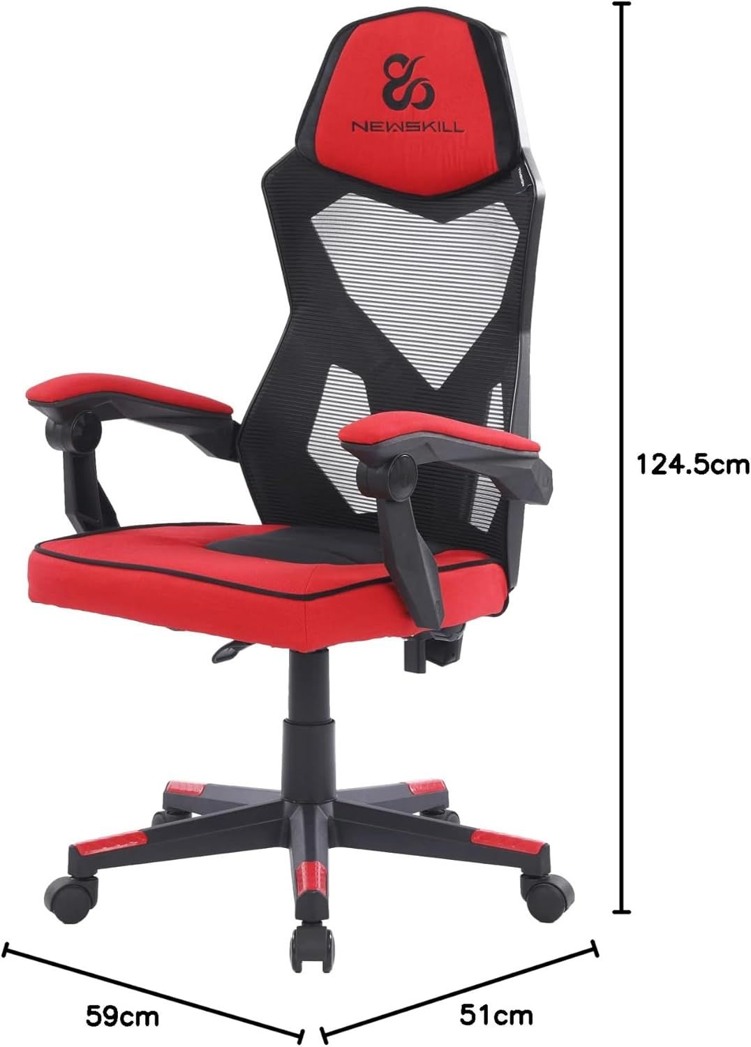 NS-EROS-REDBL - Silla Gaming Newskill Eros Ergon�mica con respaldo mallado, Roja (NS-EROS-REDBL)