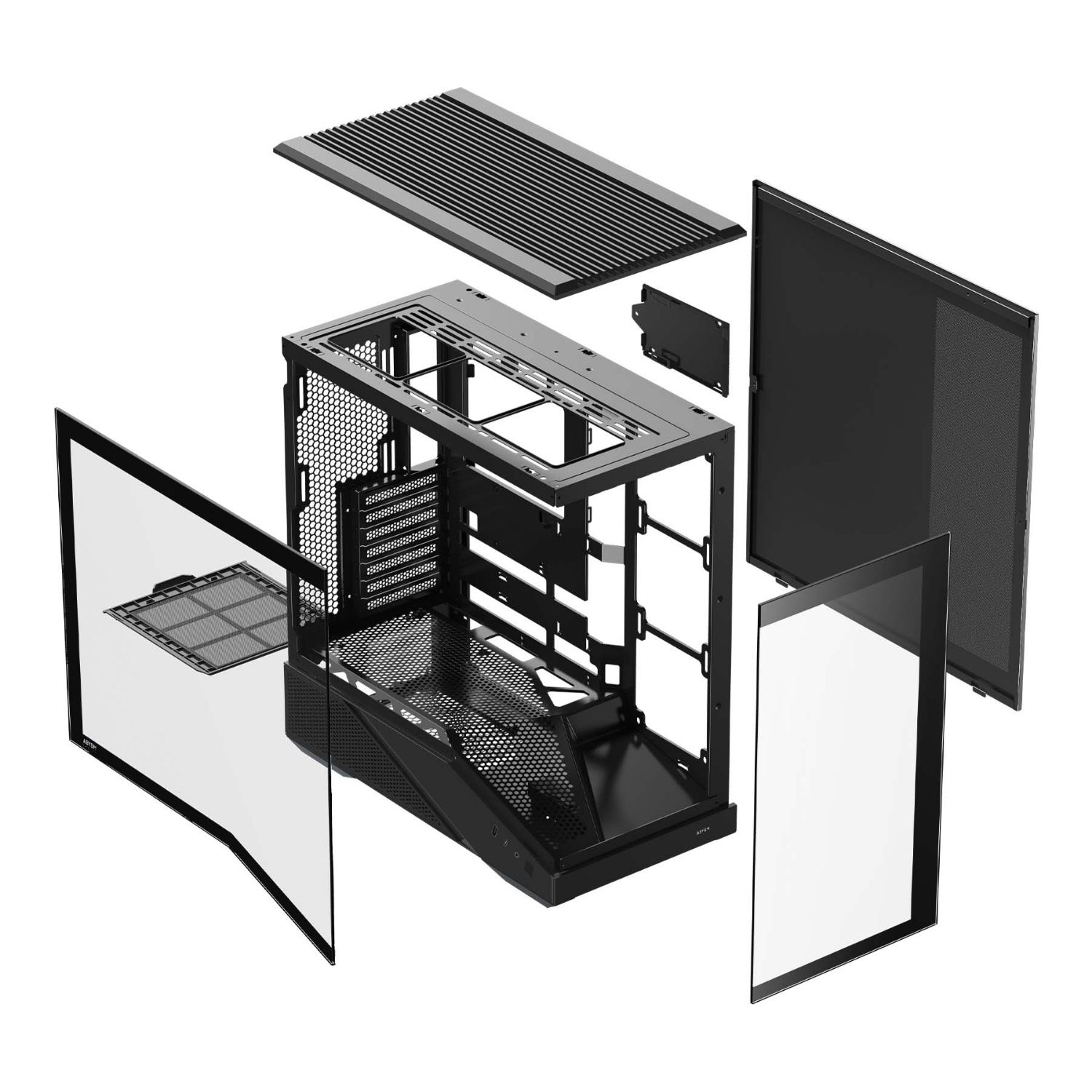 AB123533 - Caja Abysm Gaming Arian Frame A400 Panel Lateral de Cristal Templado ARGB 1xUSB-A 3.0 1xUSB-C 3.1 ATX mATX Mini-ITX Negra (AB123533)