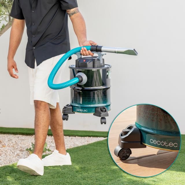 04476 - Aspirador de cenizas y de pellets Cecotec Conga Ash 5000 Free, de 20L, 1200W de potencia y sencillo transporte gracias a sus ruedas y su asa de transporte. (04476)