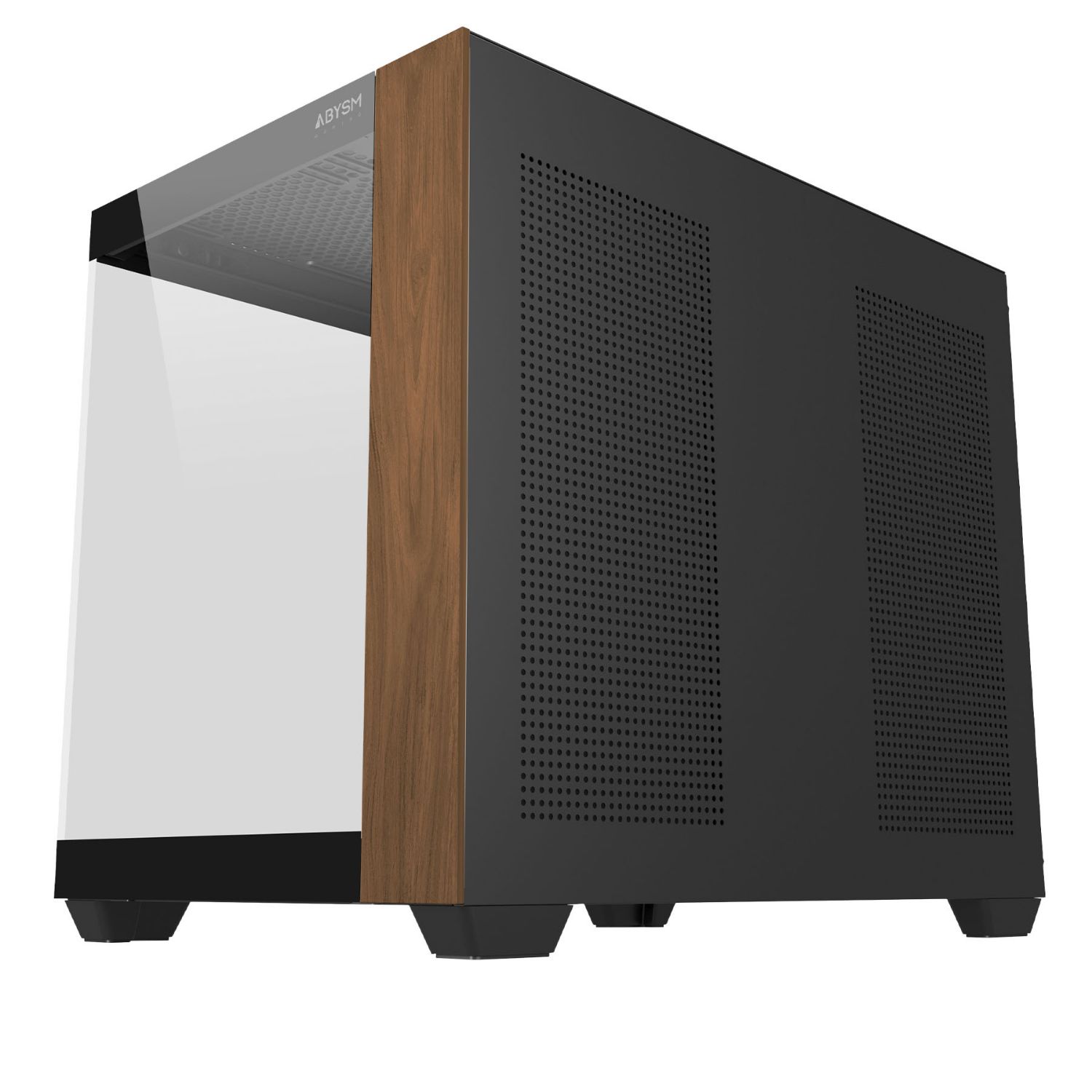 AB128535 - Caja Abysm Danube Sava Nature 285C Black, panel frontal con acabado de madera, 120mm, usb-C, ARGB, mATX (AB128535)