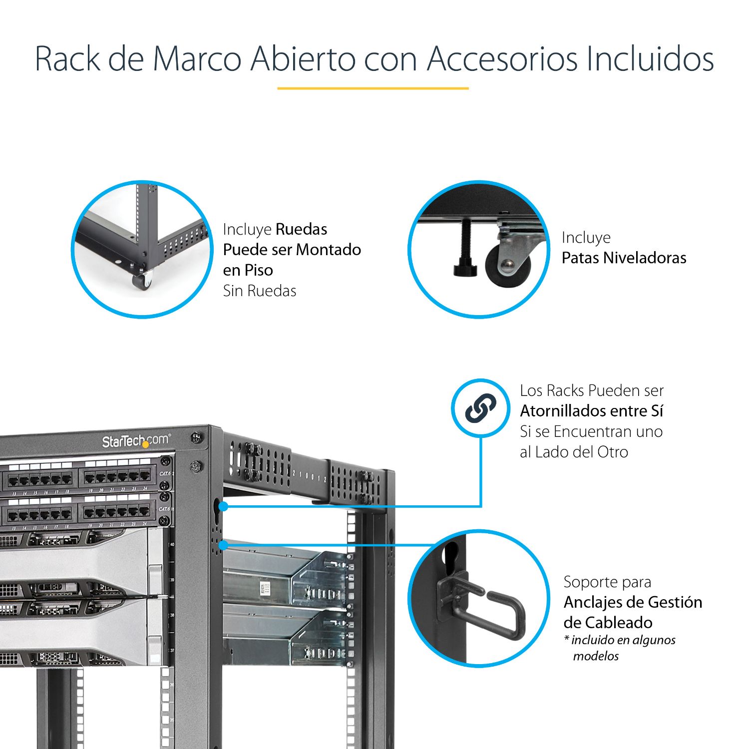 4POSTRACK12U - Rack StarTech M�vil Marco Abierto 19