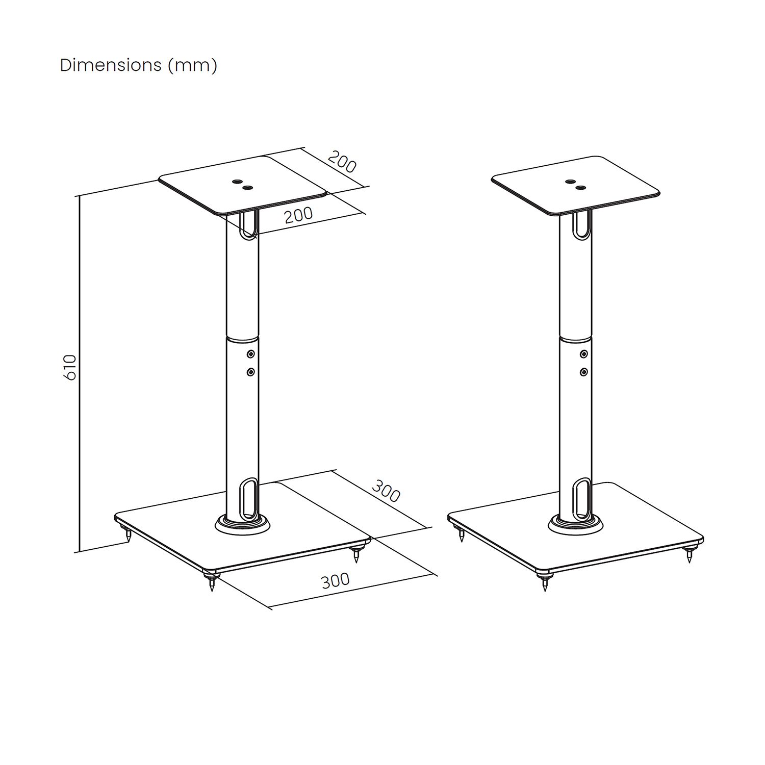 SPK10U-431 - Soporte de Suelo AISENS para 2 Altavoces M�x. 25Kg Negro (SPK10U-431)