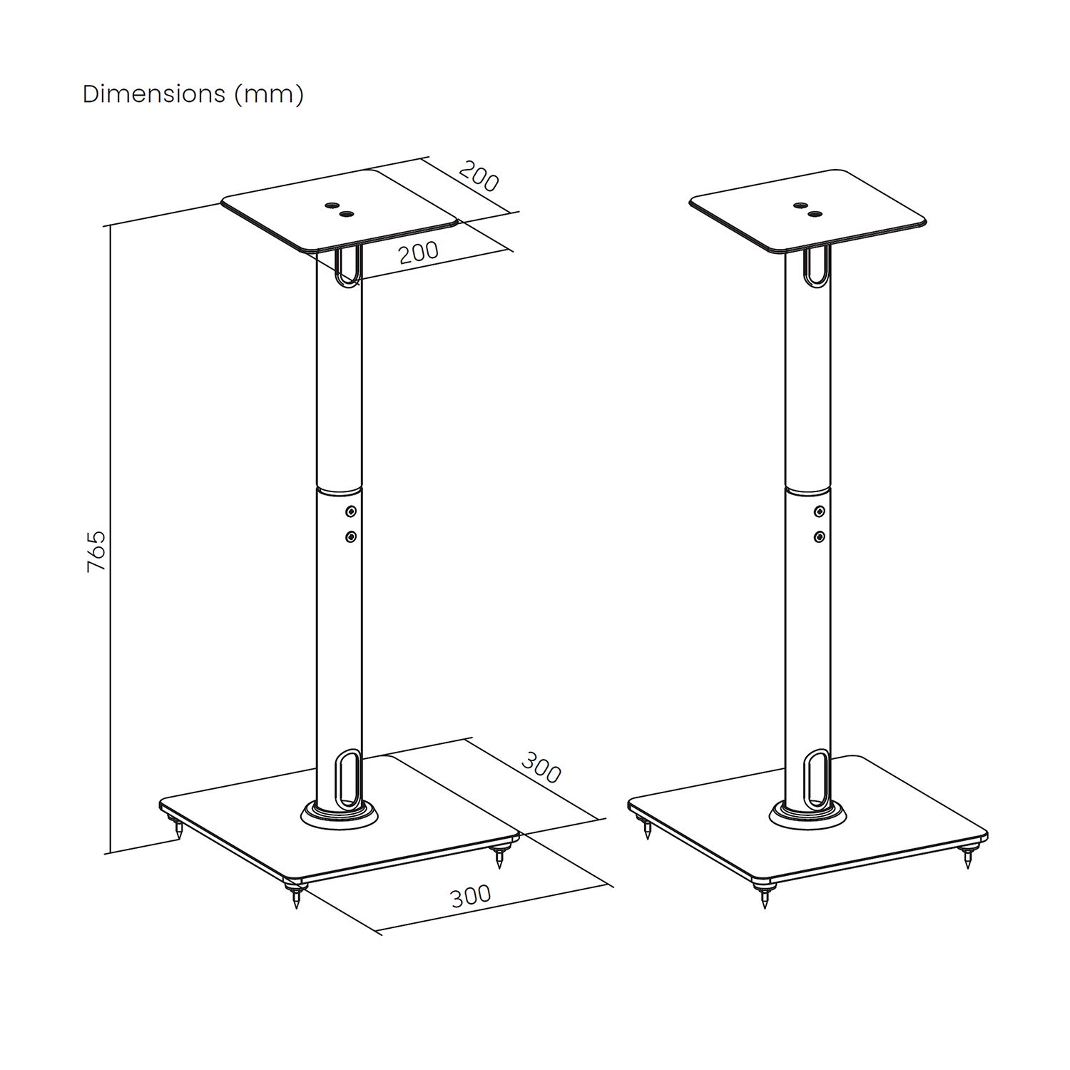 SPK11U-433 - Soporte de Suelo AISENS para 2 Altavoces M�x. 25Kg Negro (SPK11U-433)