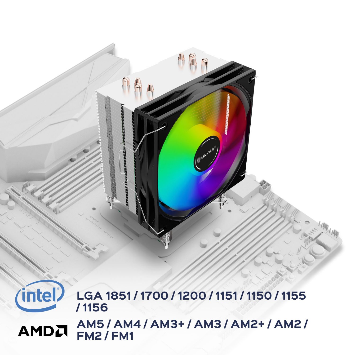 UK324012A - Ventilador Disipador CPU Unyka UNYCOOL H41 ARGB 122x75x153mm. (UK324012A)