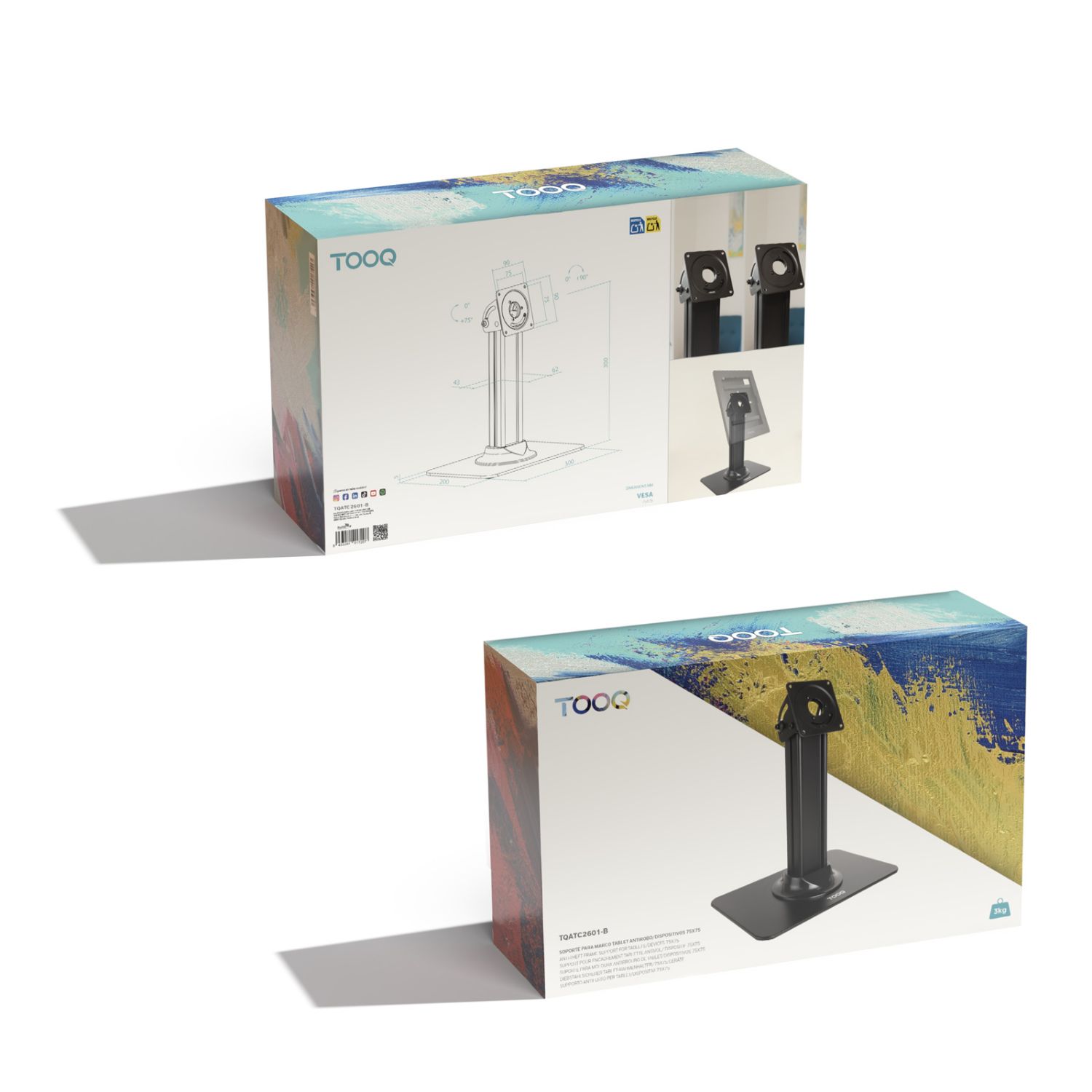 TQATC2601-B - Soporte de Mesa TooQ para Marco Antirrobo de Tablet Negro (TQATC2601-B)