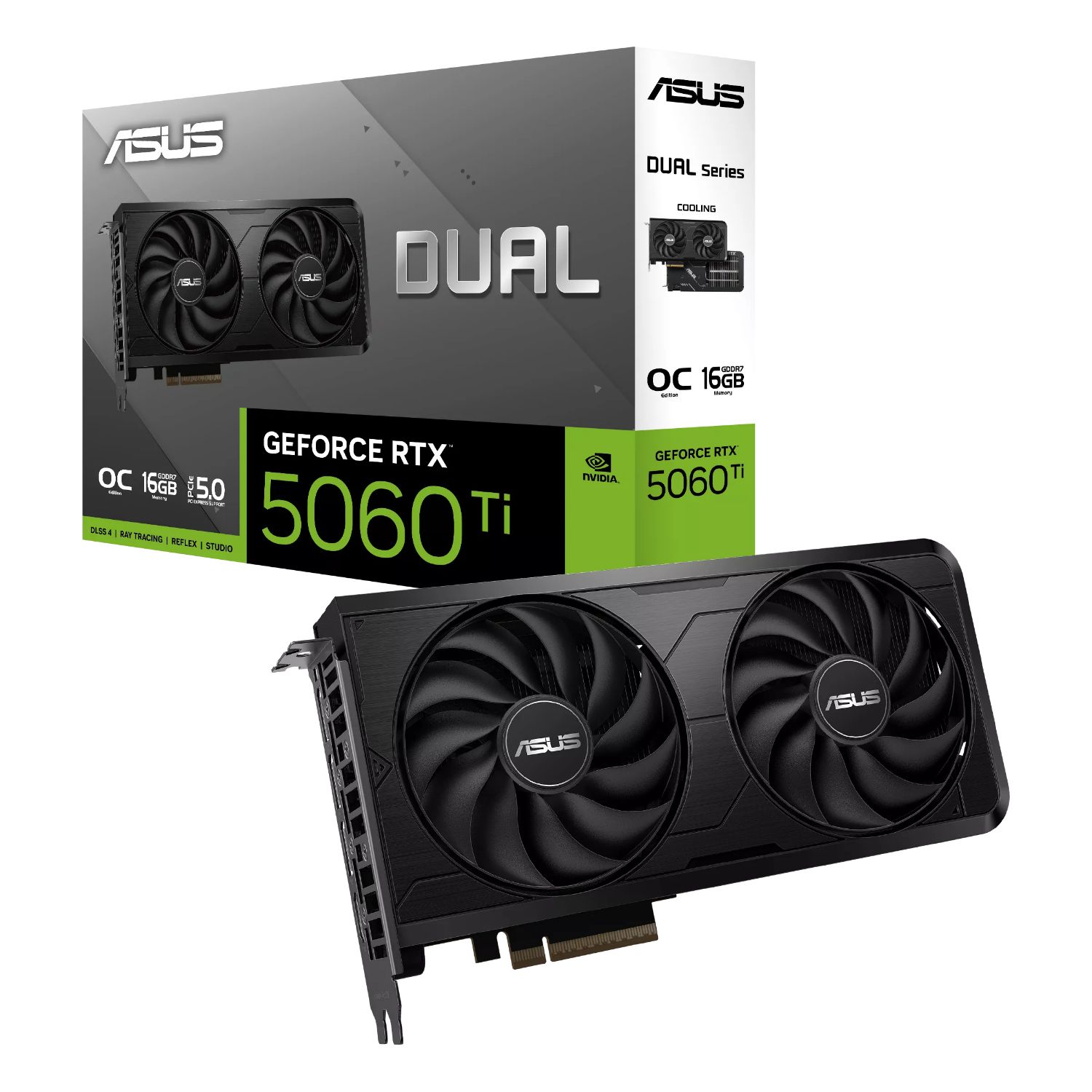 90YV0NQ0-M0NB00 - Tarjeta Gr�fica ASUS DUAL-RTX5060TI-O16G-EVO GeForce 16Gb GDDR7 3xDP 2.1b 1xHDMI 2.1b PCIe 5.0 OpenGL 4.6 (90YV0NQ0-M0NB00)