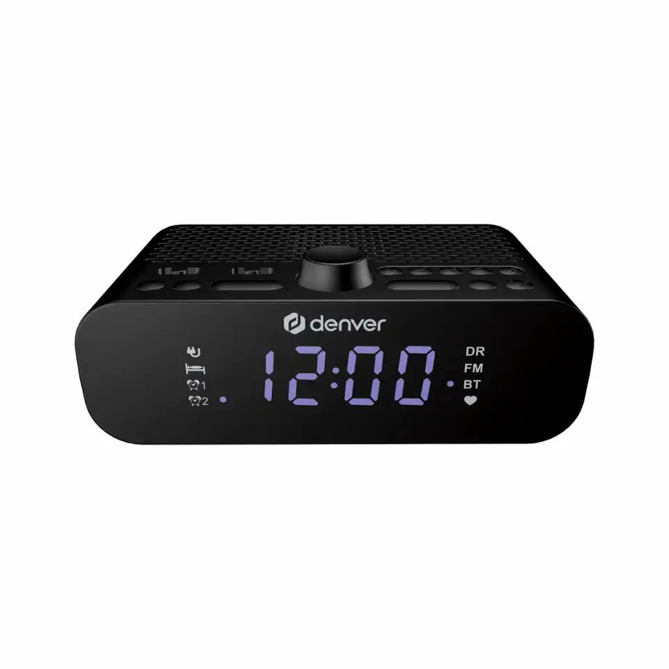 CRD-515 - Radio Reloj DENVER DAB+/FM Bluetooth Alarma Dual Carga USB-C Negro (CRD-515)