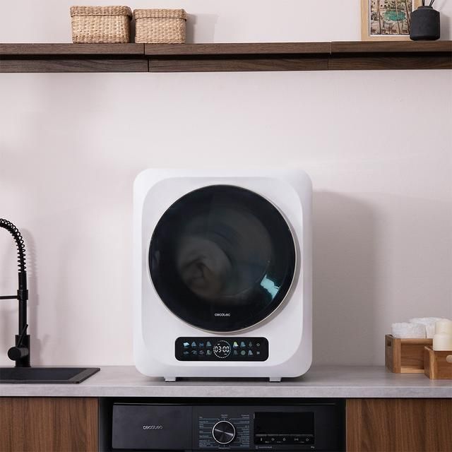 A01_EU01_111288 - Secadora Cecotec Bolero DressCode Dry, compacta de evacuaci�n de 3 kg blanca de capacidad, pantalla FullColor, 8 programas, secado autom�tico inteligente, tambor Inox con giro bidireccional, funci�n UV Care, Dry Shoe Pro, antiarrugas.(A01_EU01_111288)