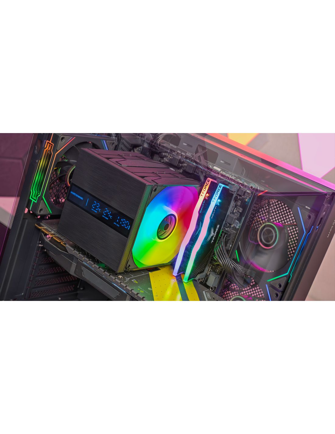 MCPULCDPRO - Ventilador CPU Mars Gaming Disipador 380W, 2x120mm, 8xHeatpipes, pantalla LCD XL, Negro.(MCPULCDPRO)