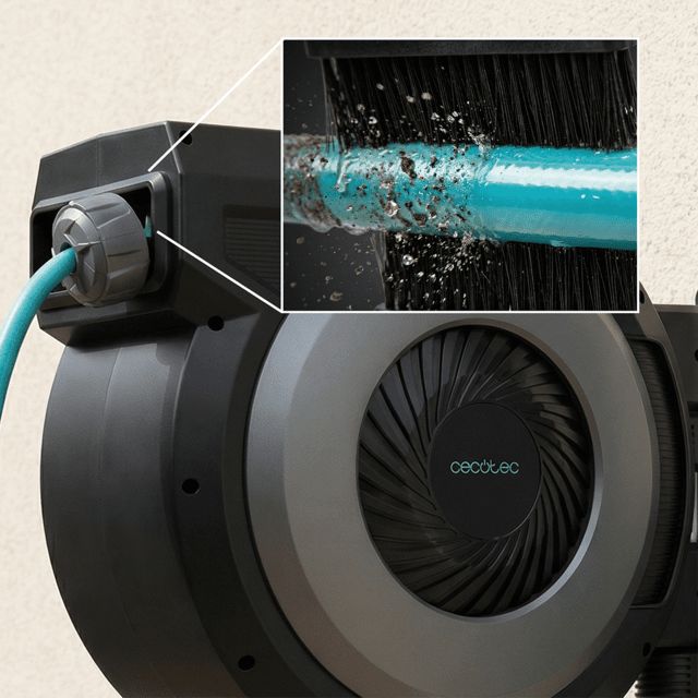 A01_EU01_114307 - Manguera Cecotec HydroShell 300 Pro, con carrete, 30m, Enrollador autom�tico con SlowReturn y Smooth Technology. Dise�o port�til y ergon�mico. Incluye pistola pulverizadora con tanque para jab�n y 8 funciones. (A01_EU01_114307)