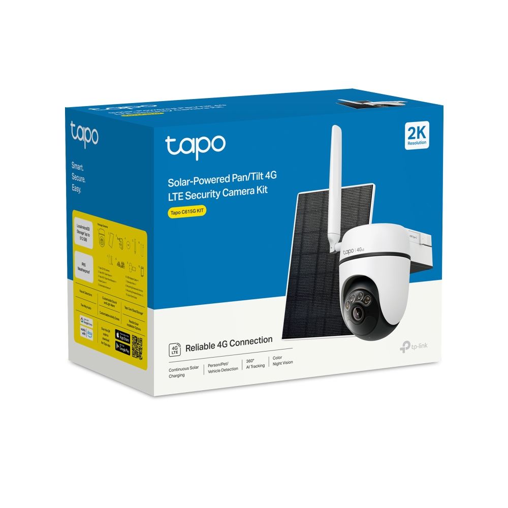 TAPO C615G KIT - C�mara IP TP-Link 2K 3mp Sensor CMOS Zoom 18x Solar Visi�n Nocturna LED/IR Exterior 4G Blanca (TAPO C615G KIT)