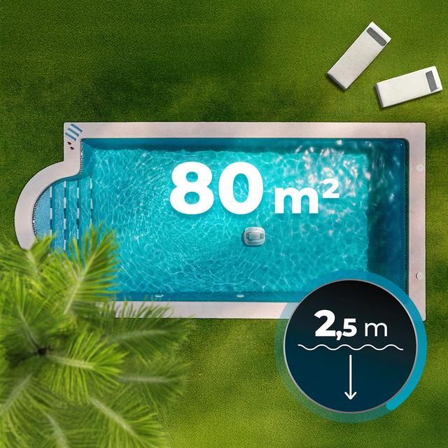 A01_EU01_123563 - Robot limpiafondos Cecotec Conga Pooldroid 3000 FloorMaster, inal�mbrico para piscinas sin pendientes, Apto para superficies de hasta 80 m2 y una profundidad m�xima de 2,5 metros. 100 minutos de autonom�a. Filtro de alta eficiencia. (A01_EU01_123563)