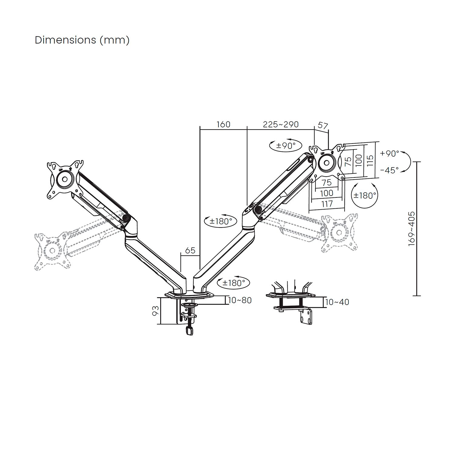 DT32TSR-439 - Soporte de Mesa ECO AISENS 17?-32? Giratorio/Inclinable para Monitor/TV 3 Pivotes 2 Brazos M�x. 18Kg Blanco (DT32TSR-439)