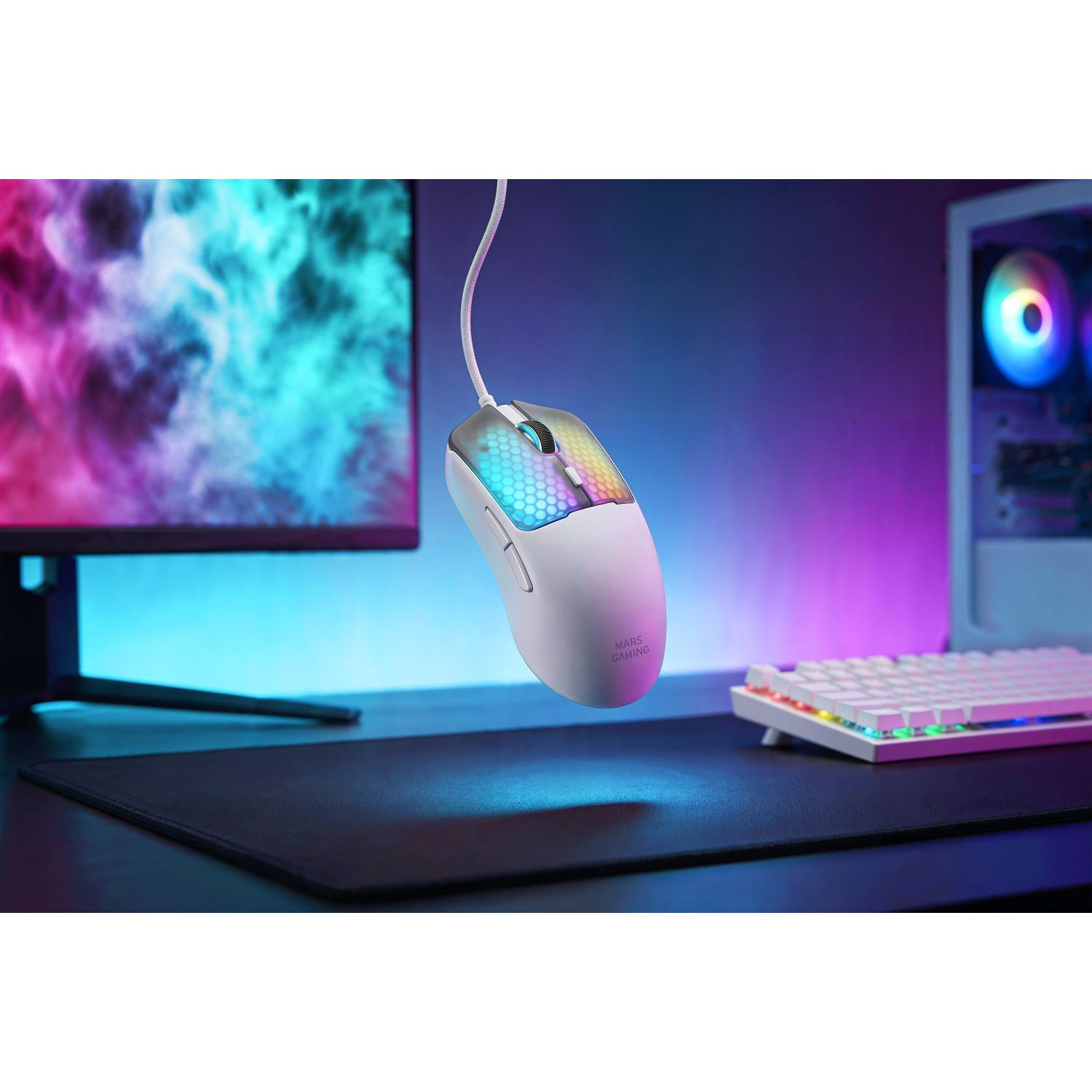 MMVIPERW - Rat�n Mars Gaming �ptico Diestro RGB Chroma USB-A/C 12800dpi 6 Botones Blanco (MMVIPERW)