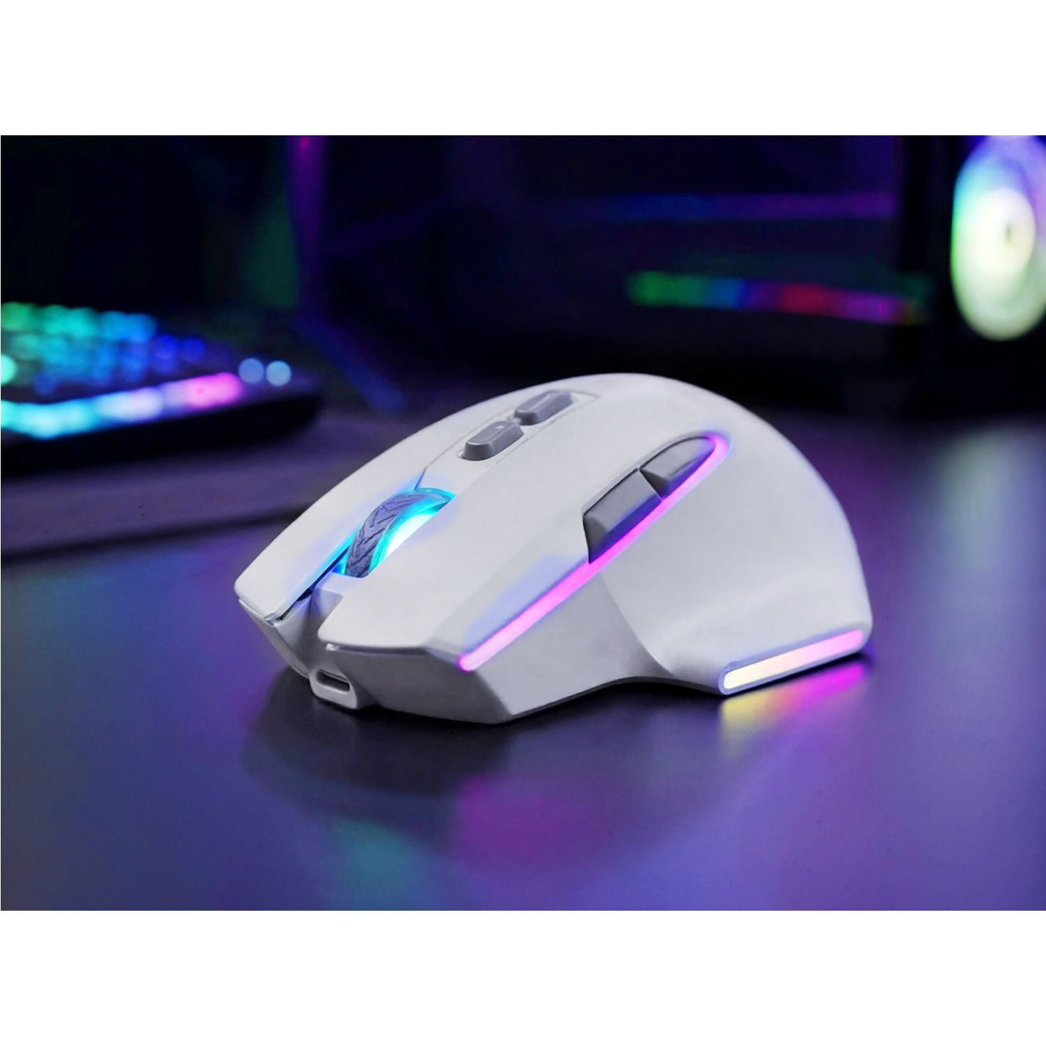 MMWVECTORW - Rat�n Mars Gaming �ptico Diestro RGB Chroma RF Wireless/Bluetooth 5.4/USB-A 12000dpi 7 Botones Cable 1.5m Blanco (MMWVECTORW)