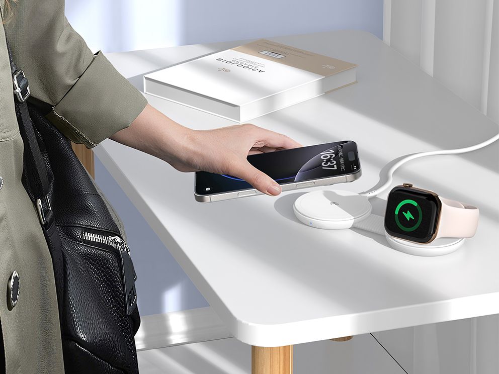 GORGON04W - Cargador CONCEPTRONIC Inal�mbrico Plegable 25W Soporte Magn�tico Smartphone/Smartwatch Blanco (GORGON04W)