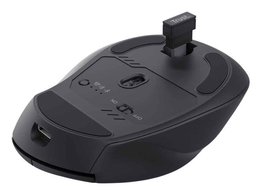 26021 - Rat�n Trust Niven Ergon�mico Diestro Clic Silencioso RF Wireless/Bluetooth USB-A 3200dpi 7 Botones Negro (26021)