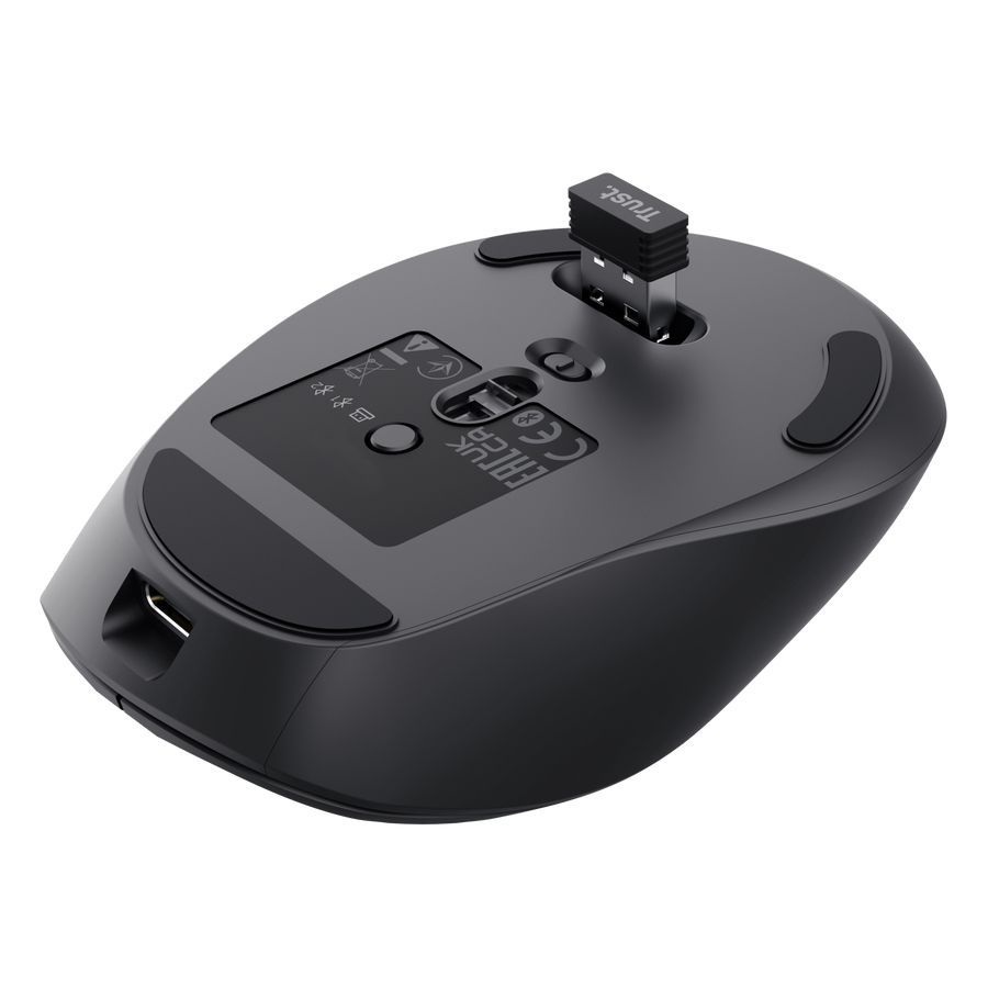 25991 - Rat�n Trust Zevo Ergon�mico �ptico Diestro Clic Silencioso RF Wireless/Bluetooth USB-A 4000dpi Negro (25991)
