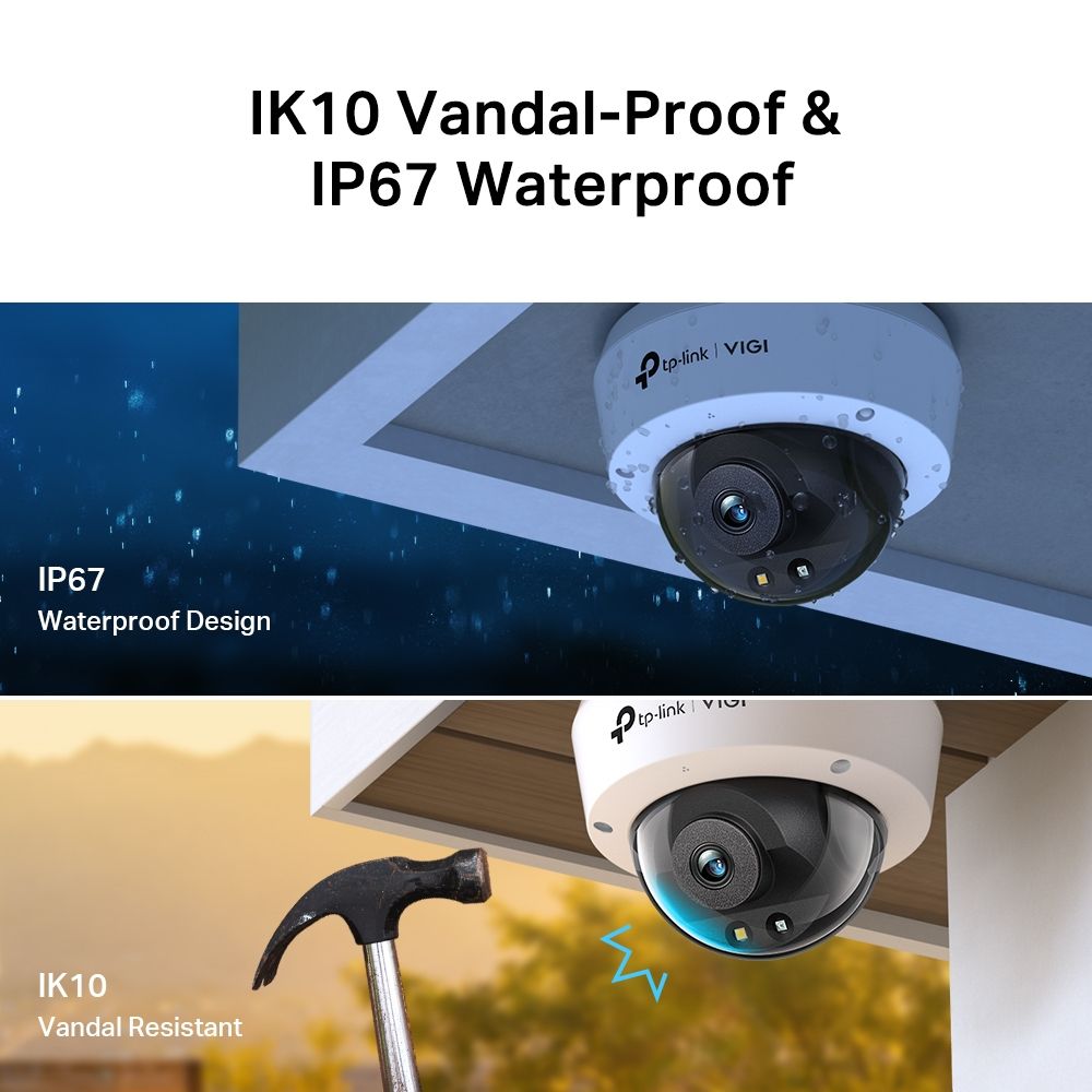 VIGI C250 4MM - C�mara IP TP-Link Full-Color Domo 5mp Sensor CMOS 107� Micr�fono Integrado 1xRJ45 Ethernet IP67 IK10 Visi�n Nocturna Interior/Exterior Techo Blanca/Negra (VIGI C250 4mm)