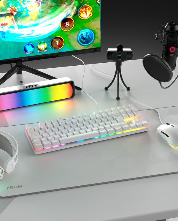 NXKROMKLASS - Kit Gaming KROM LED Teclado + Rat�n + Alfombrilla + Auricular Blanco (NXKROMKLASS)