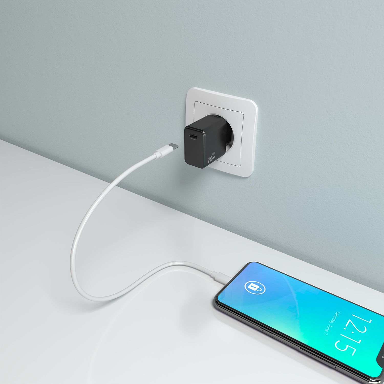 A110-1024 - Cargador de Pared AISENS GaN 20W PD 3.0 QC 3.0 1xUSB-C Negro (A110-1023)