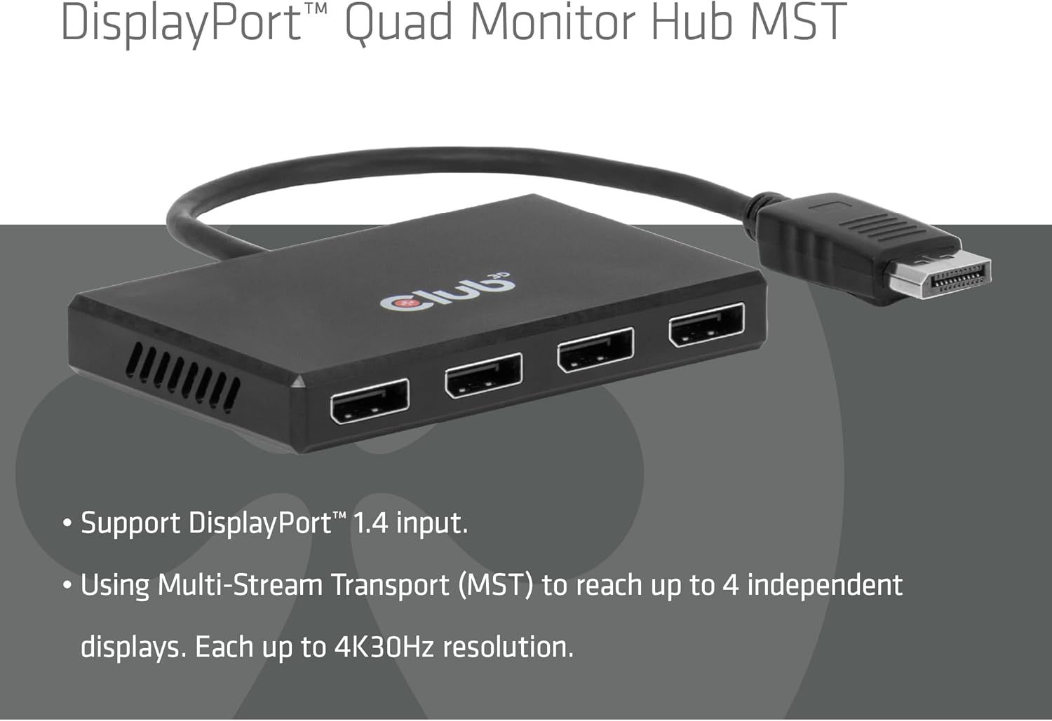 CSV-7400 - Hub Club 3D 4xDiplayPort 4K Ultra HD/30Hz Negro (CSV-7400)