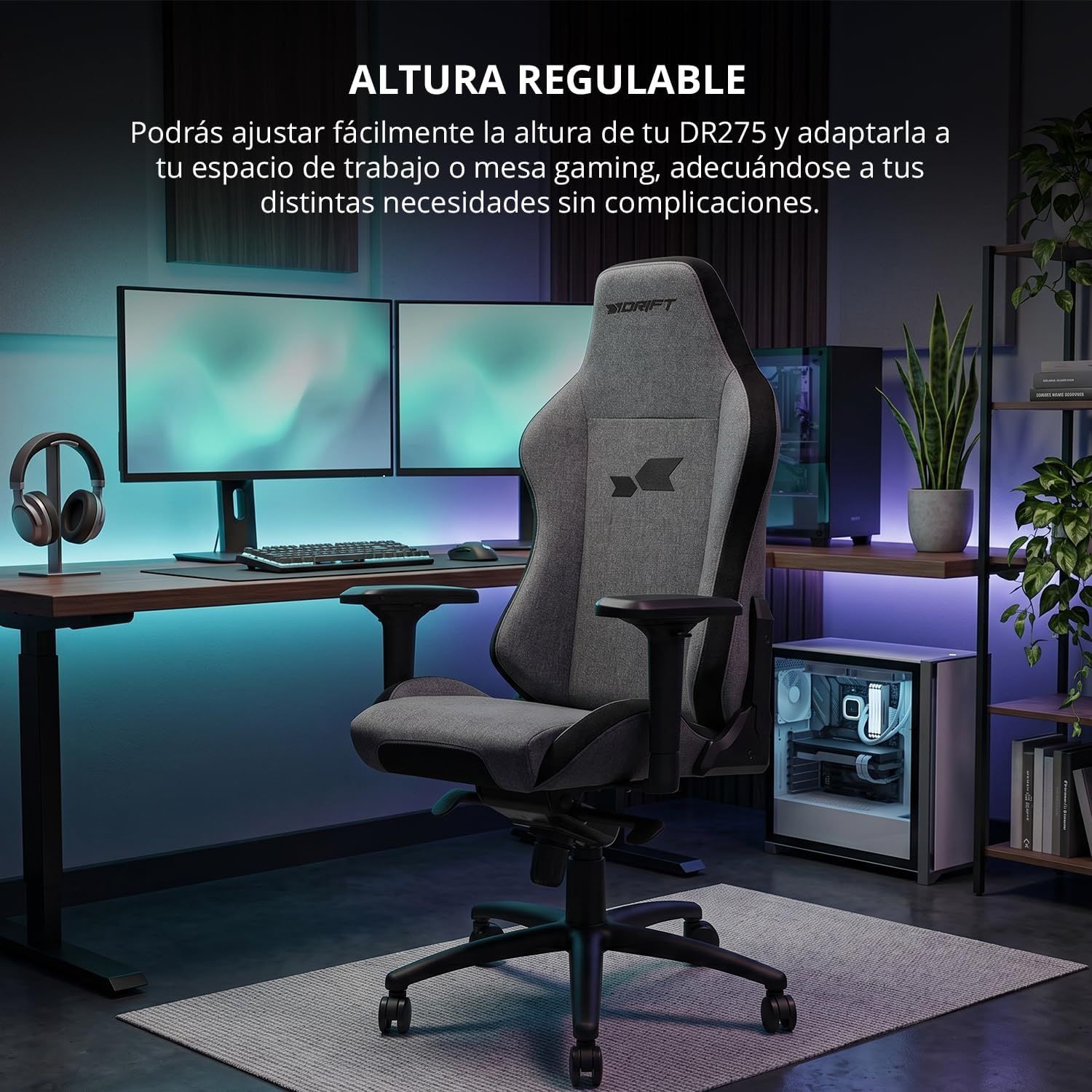 DR275CLOUD - Silla Drift Gaming DR275. Ergon�mica con reposabrazos 4D acolchados. tapizado de tela transpirable y espuma FOAM D50. Ruedas silenciosas. Respaldo 90?135� con mecanismo de balanceo doble y altura regulable. Hasta 150 kg.Gris(DR275CLOUD)