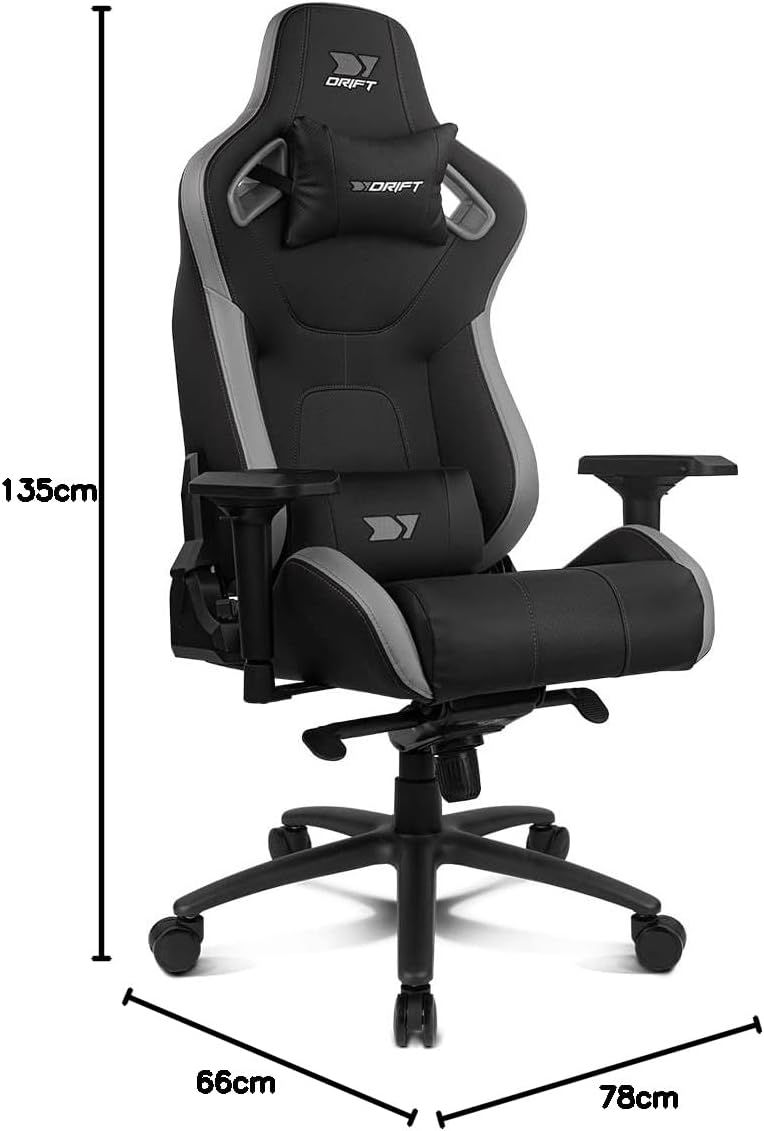 DR600BGRAY - Silla DRIFT DR600 GAMING. tama�o XL que cuenta con reposabrazos 4D.Ajustar en altura, de izquierda a derecha, hacia delante o hacia atr�s y en �ngulo lateral. reclinable hasta los 135�.soportar hasta 150 kilos. ruedas silenciosas. NEGRA GRIS (DR600BGRAY)