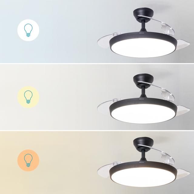 A01_EU01_125321 - Ventilador Techo Cecotec EnergySilence Aero 300 Air Invisible Black, con 3 aspas retr�ctiles, con motor DC de 30 W, iluminaci�n LED, temporizador hasta 4 horas, funci�n winter-summer, 6 velocidades, mando a distancia. (A01_EU01_125321)