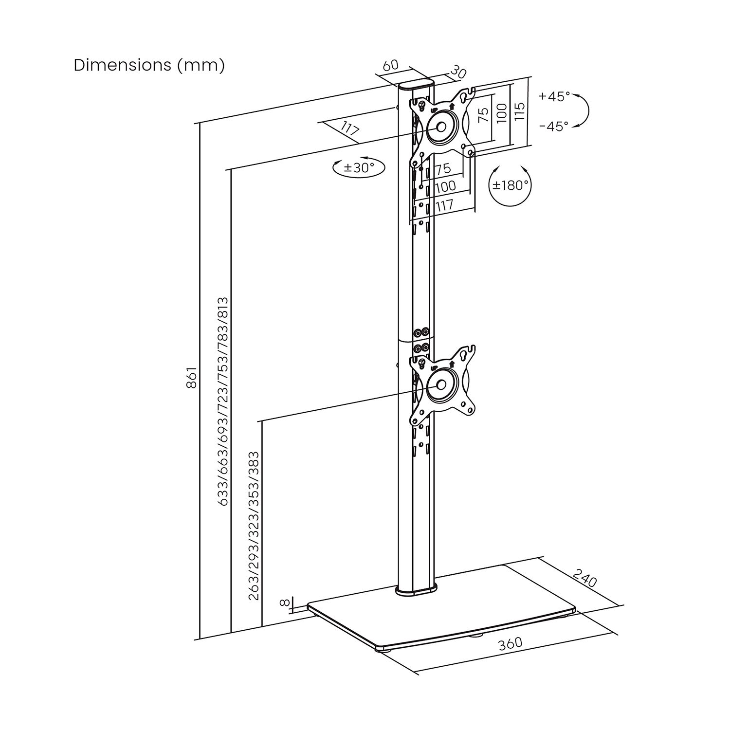 DT34TSR-459 - Soporte de mesa para dos monitores de 17