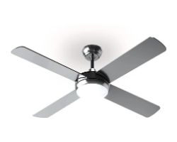 V0158 - Ventilador de Techo EVVO V516 Steel 65W Luz LED 18W 4 Aspas Reversibles 3 Velocidades Acero (V0158)