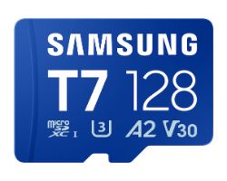 MB-MB128T/WW - Tarjeta Memoria Samsung Micro SDXC T7 128Gb UHS-I Class 3 (U3) V30 Lectura 170 Mb/s Azul (MB-MB128T/WW)