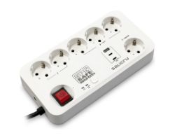 680DA000004 - Regleta SALICRU SPS Safe Master 6xSchuko 1xUSB-A 2xUSB-C Cable 1.4m Interruptor Blanca (680DA000004)