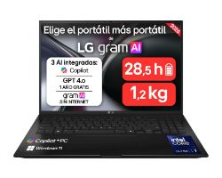16Z90TL-G.AU85BN - Port�til LG gram Intel Core Ultra 7-258V 32Gb 512Gb SSD C�mara FHD 2xUSB-A 3.0 2xUSB4 1xHDMI 2.1 WiFi 7 Bluetooth 5.3 16