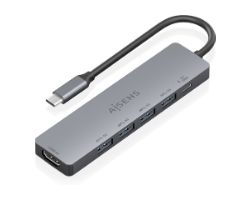 ASUC-6P047-GR - Docking Station AISENS USB-C a 4xUSB-A/1xHDMI 4K UHD/60Hz PD 100W Cable 0.15m Gris (ASUC-6P047-GR)