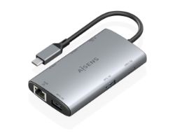 ASUC-7P049-GR - Docking Station AISENS 7en1 USB-C a 2xUSB-A/1xUSB-C PD 100W/2xHDMI 4K UHD 60Hz/1xRJ45 Cable 0.2m Gris (ASUC-7P049-GR)