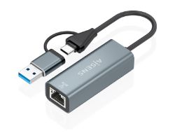A109-1032 - Conversor AISENS USB-A/USB-C a RJ45 Ethernet GbE Gris (A109-1032)