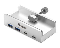 EQ128967 - Hub USB-C Equip EQ128967 con Clip Ajustable 4 Puertos 2xUSB-A 2xUSB-C 5Gbps Aluminio Gris (128967)