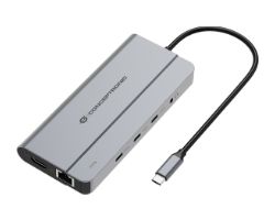 DONN34G - Docking Station USB-C 10en1 HDMI 4K a 60Hz DisplayPort 8K a 30Hz, Ethernet Gigabit, 3XUSB-C de 10Gbps, 2XUSB-A audio de 3.5mm y carga PD de 100W. Plata (DONN34G)